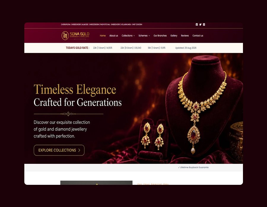Sona Gold & Diamond Jewellery – website work